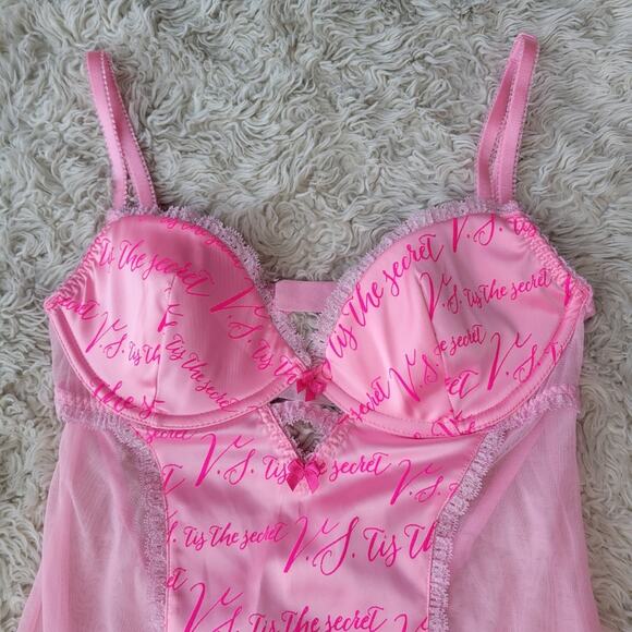 Victoria's Secret 34B Pink Signature Merrywidow Garter Slip 2015 Lingerie - Picture 3 of 6